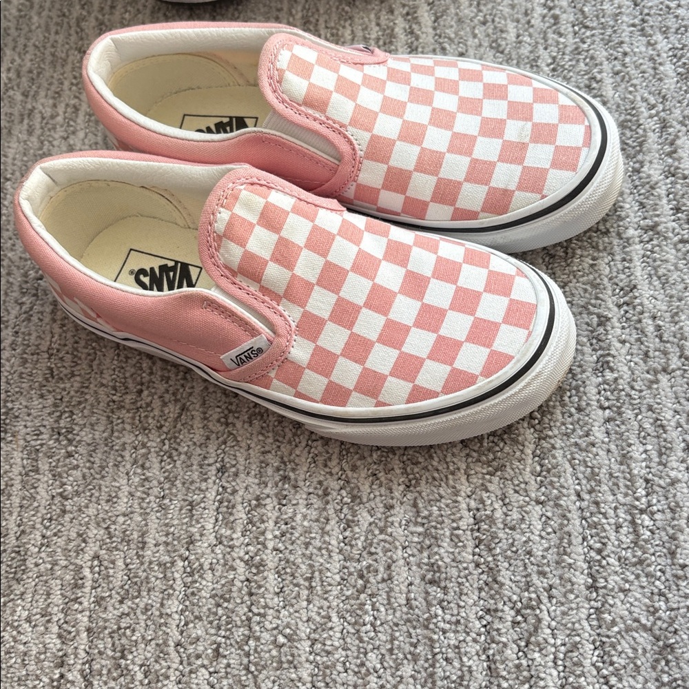 Vans Classic Pink and White Checkered Slip-Ons